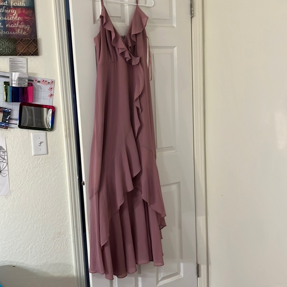 Light purple dress,  short in the front long in the back